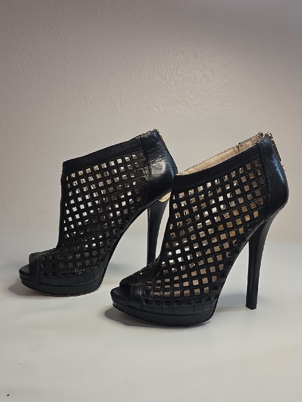Michae Kors Peep Toe Platform Caged Booties Graham High Heels Size 6